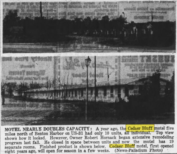 Cedaer Bluff Motel - May 1956 Article On Expansion (newer photo)